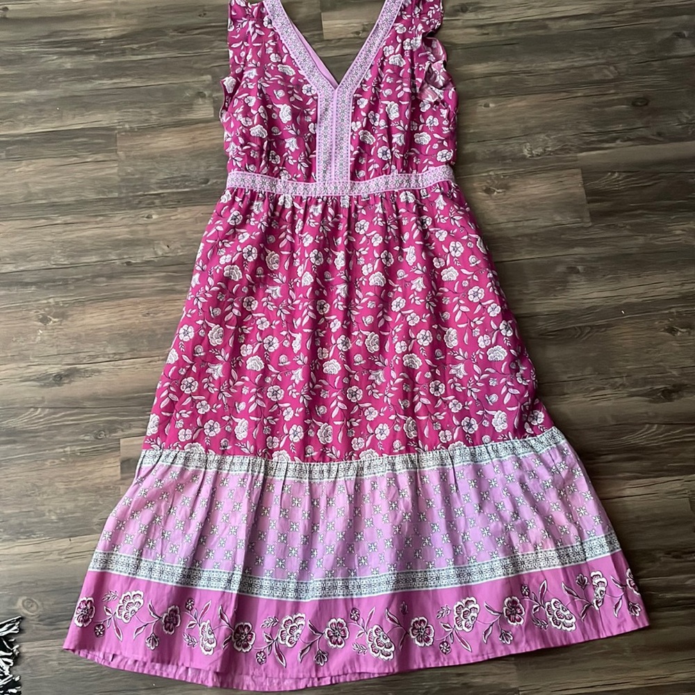 LOFT Pink Floral Maxi Dress